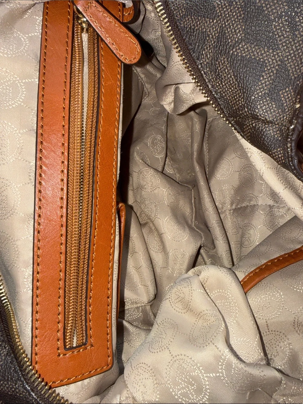 MICHAEL Michael Kors Fulton Large Hobo Shoulder Bag Monogram Brown Tan